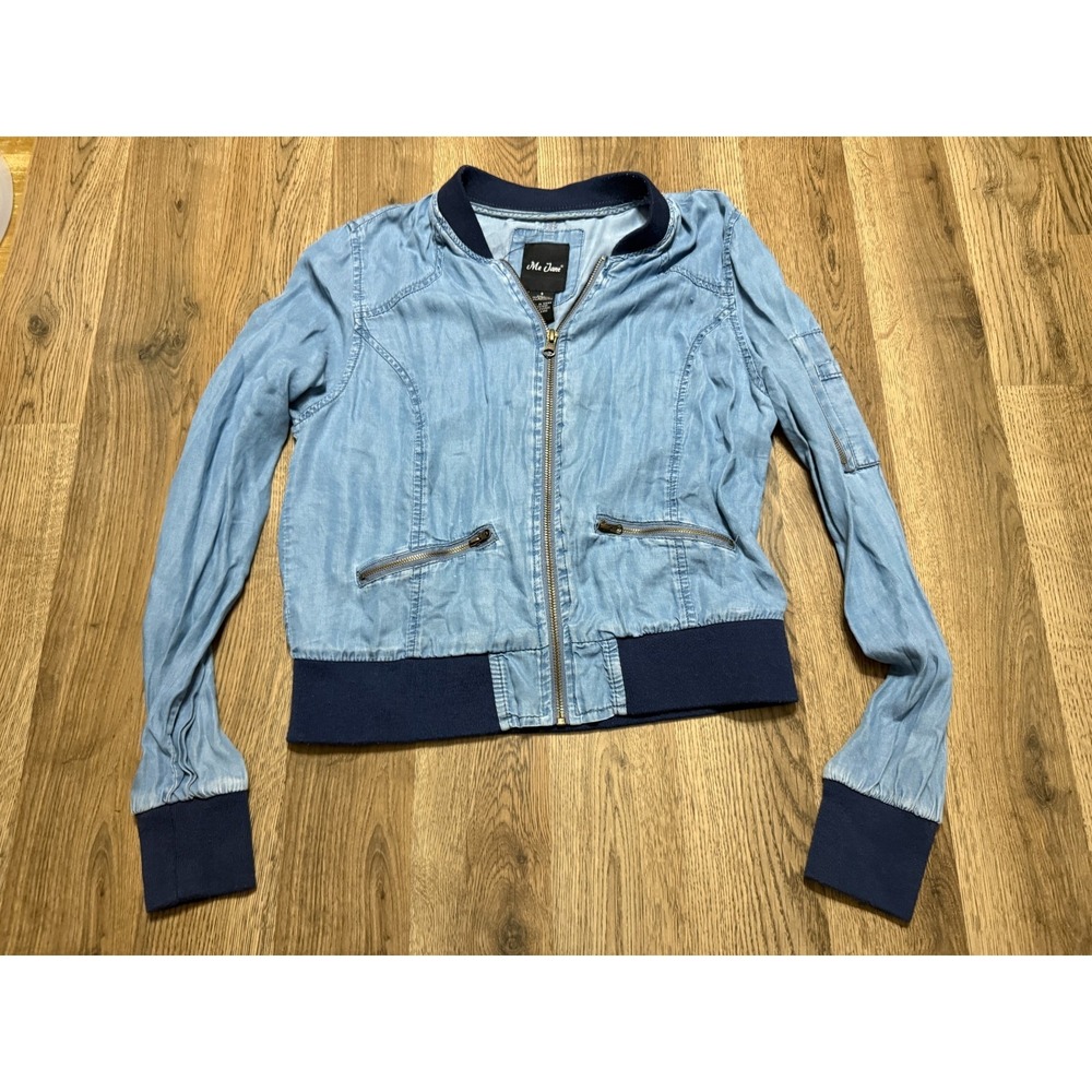 Me Jane Shirt, Women's Size Small, Blue, Long Sleeve, Full Zip, Pockets Jacket